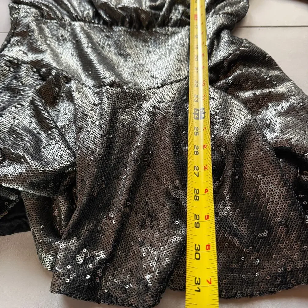 Free People Manuka Sequin Mini Dress Gunmetal Black XS